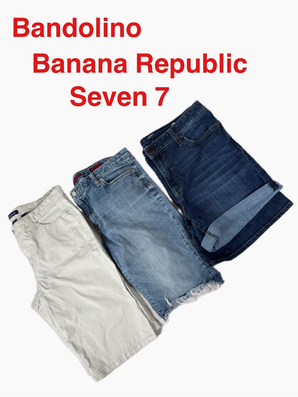 3 pair women’s shorts. All size 12 ,  Bandolino, Banana Republic, Seven 7